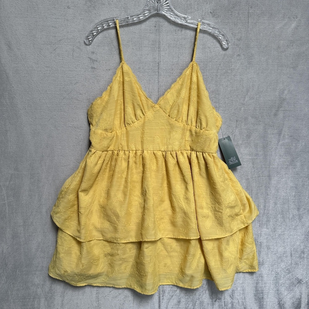 Wild Fable Tank Top Juniors Large Gold Tiered Ruffle Camisole Adjustable Straps